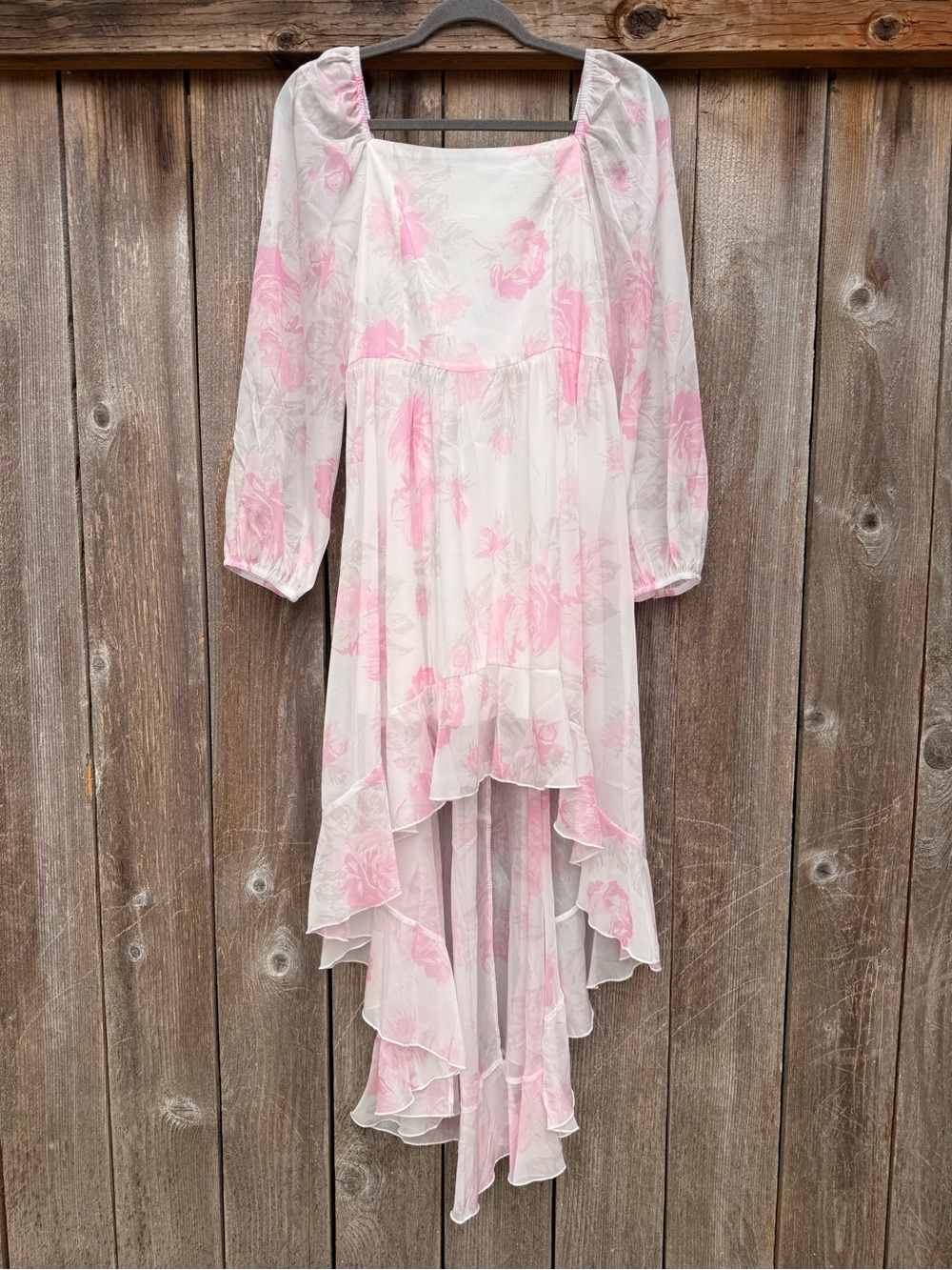 Flowy Pink Floral High-Low Dress